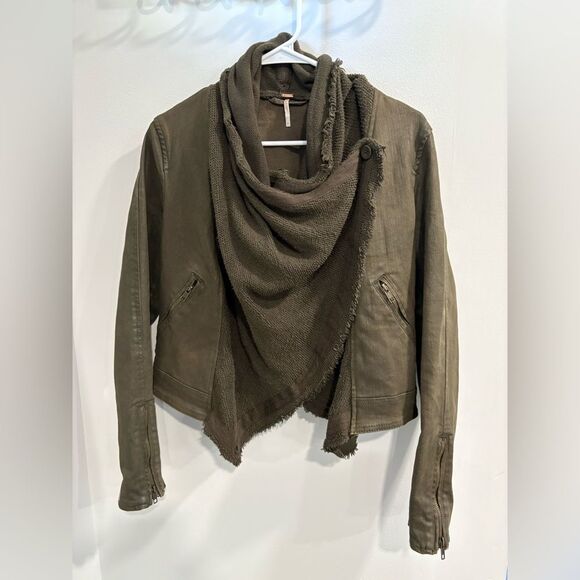 Free People Brown Utility Jacket with Dark Brown Scarf - Picture 7 of 16